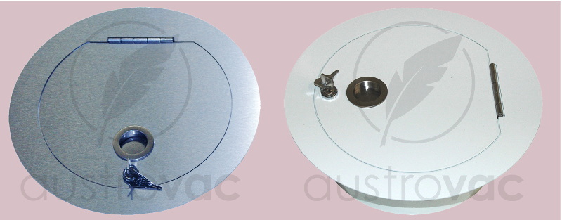 Türe weiß od. Edelstahl eckig-rund 375mm mit runder Griffmulde